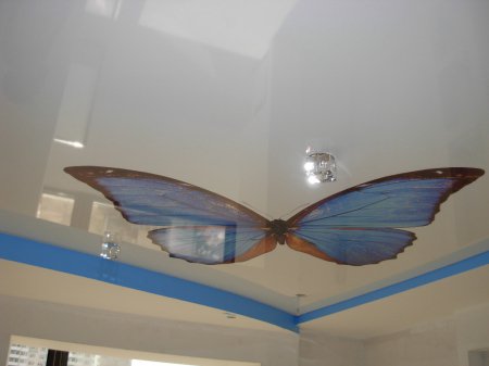 Детская с фотопечатью бабочки на потолке